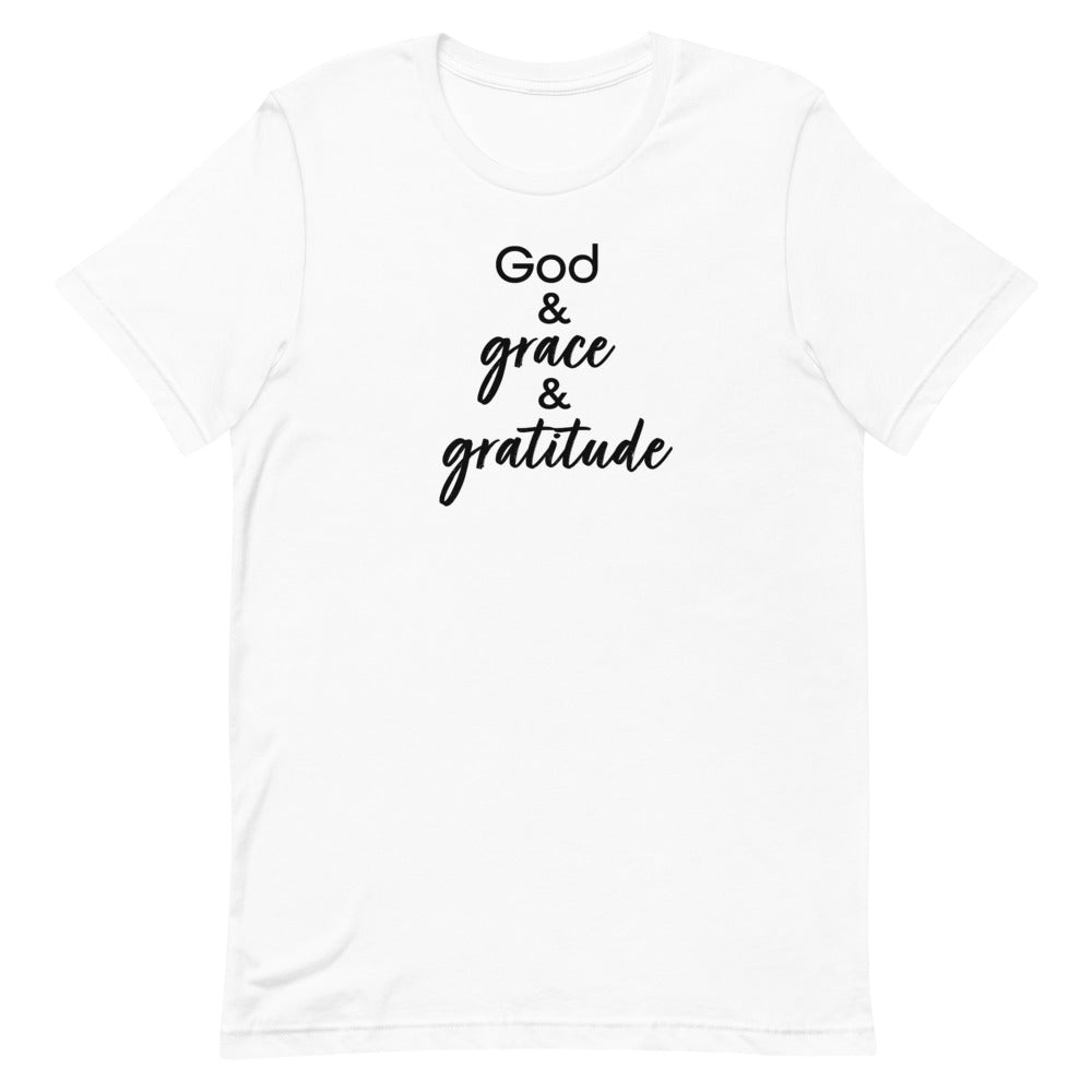 “God, Grace, & Gratitude” Unisex Tee (5831640318120)